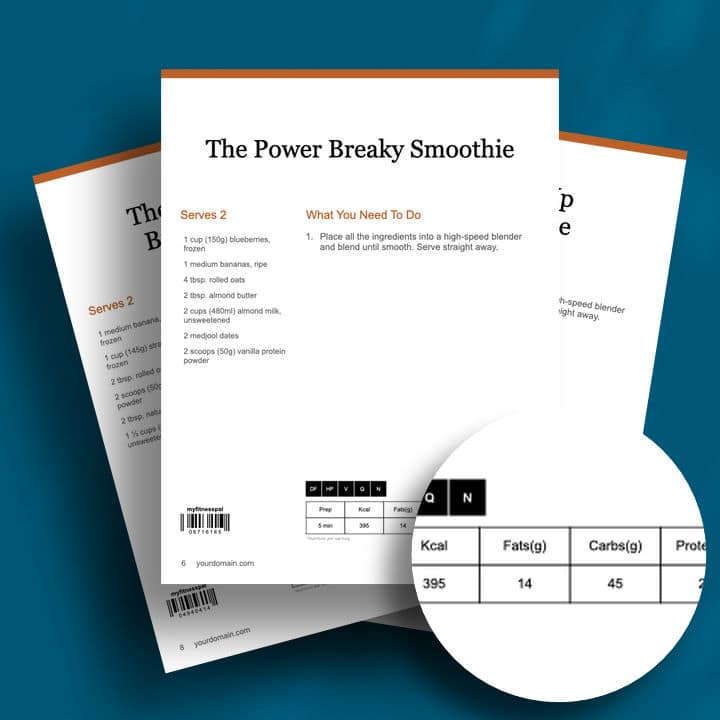 3 page mockup - Detailed Nutritional Information
