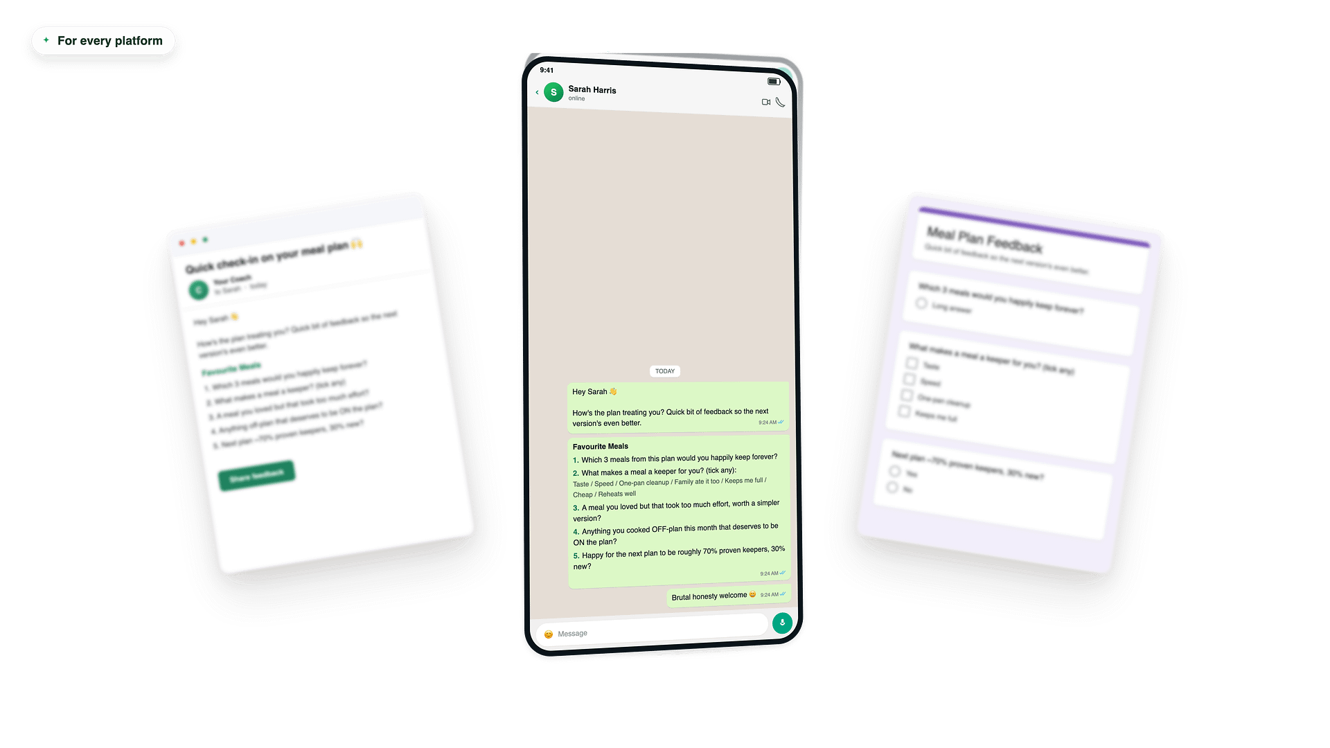 Ready-to-send coach messages, in the coach's voice
